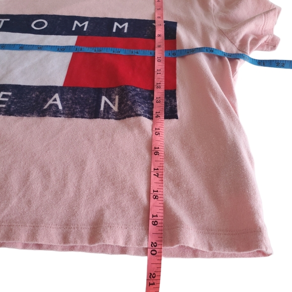SOLD TOMMY JEANS Graphic Crop Tee Shirt Cotton Pink - Picture 11 of 14